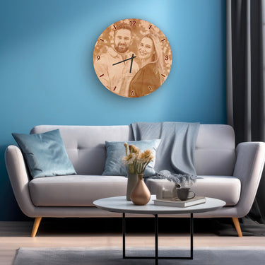 Дървени стенни часовници - собствени снимки, кръгли, 50 см