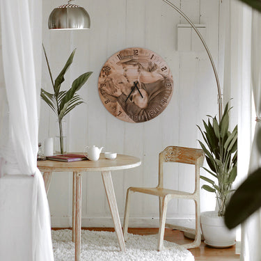 Дървени стенни часовници - собствени снимки, кръгли, 30 см